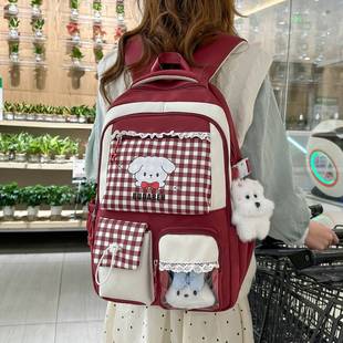 官方品牌新款书包女韩系学院风甜美多巴胺初高中学生上课轻便痛双