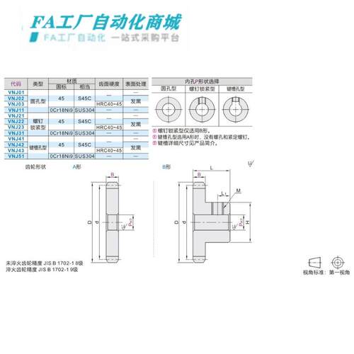 现货标准直齿轮 压力角20 模数1.5 VNJ01/02I/03/11/21/22/23/2