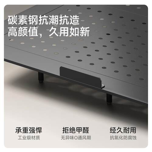 现货无床头碳素钢床架简约奶油风床主卧1米Y8双人悬浮床