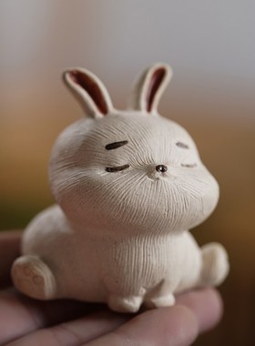 速发生砂小兔子摆件创意茶爱紫肖兔子茶宠可玩茶具配件茶台桌面小