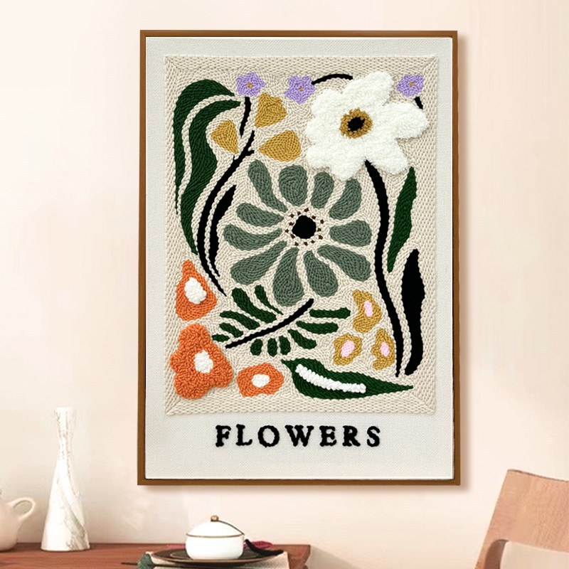 速发戳戳绣手工材料包大幅客厅装饰画立体刺绣花卉毛线画解压戳戳图片