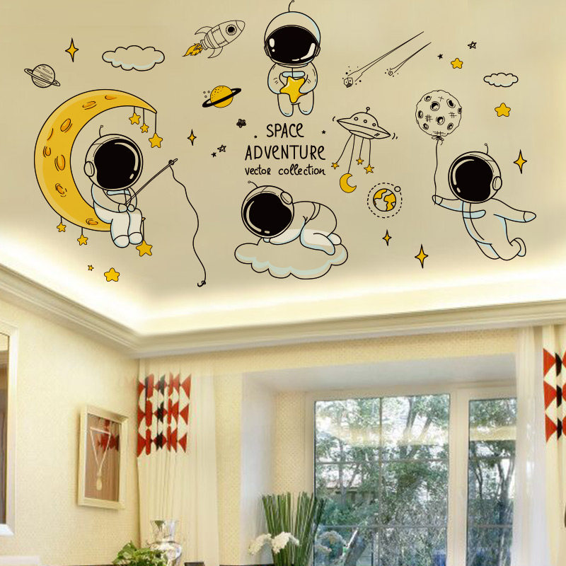 速发宇宙太空背空饰纸宿舍卧室梦幻装墙星景墙贴纸吊顶天花板自粘