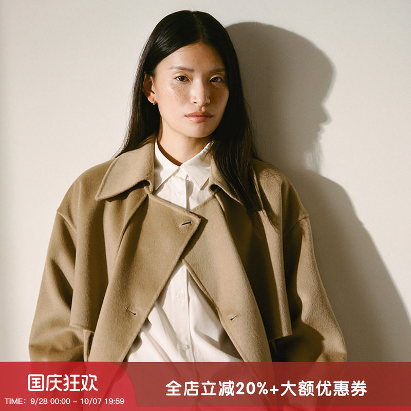 【年货直降】羊织道风衣式毛呢图片