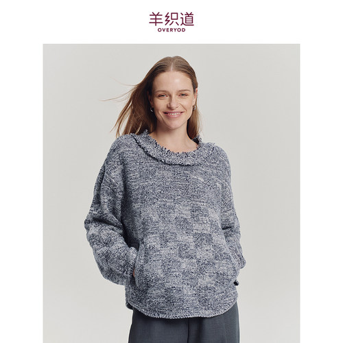 花纱绵羊毛毛衣羊织道圆领套头