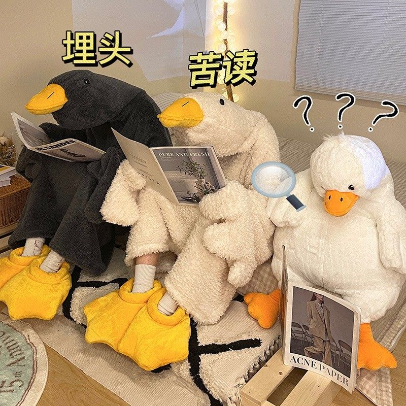 大白鹅睡袍沙雕睡衣睡袍男女冬季连体搞怪情侣睡袋可爱卡通珊瑚绒