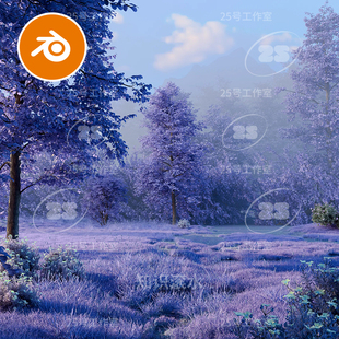 blender梦幻植物森林树林童话场景模型建模素材渲染大树工程2536