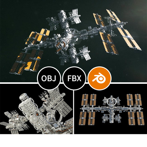 blender空间站卫星飞船宇宙太空3D模型OBJ建模FBX素材精细2356