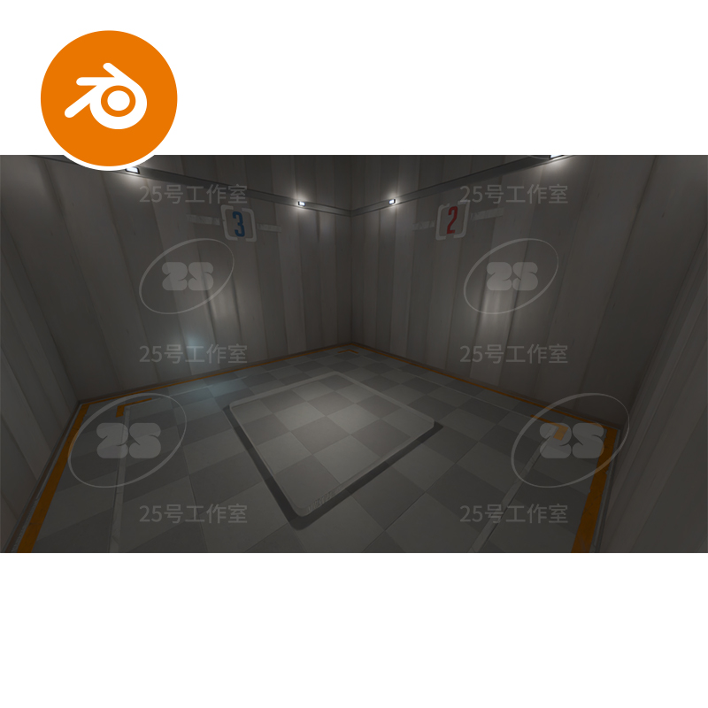 blender灰色房间封闭车间房间场景模型建模素材渲染2414