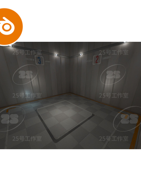 blender灰色房间封闭车间房间场景模型建模素材渲染2414