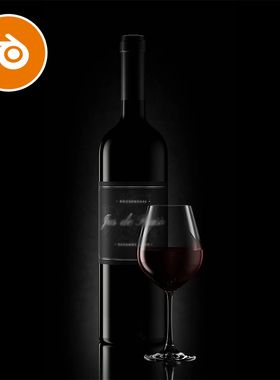 blender红酒瓶杯子玻璃杯黑色产品渲染背景场景模型建模工程2268