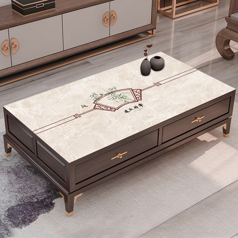 画溪新中式茶几桌布防水防油台布餐桌布长方形餐桌垫轻奢风皮革茶