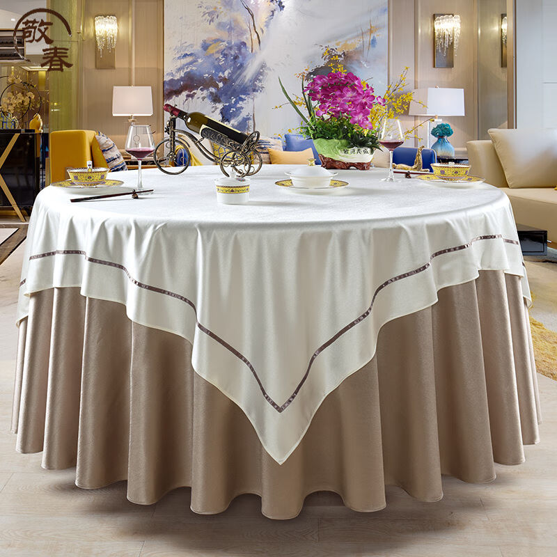 酒店大圆桌桌布中式餐厅台布饭店餐桌布长方形会所圆形布艺桌定制