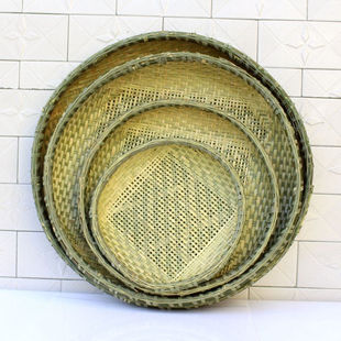 汉水竹城竹编竹匾无孔竹筛子有孔竹筛圆簸箕竹编簸箕竹筛竹制品手