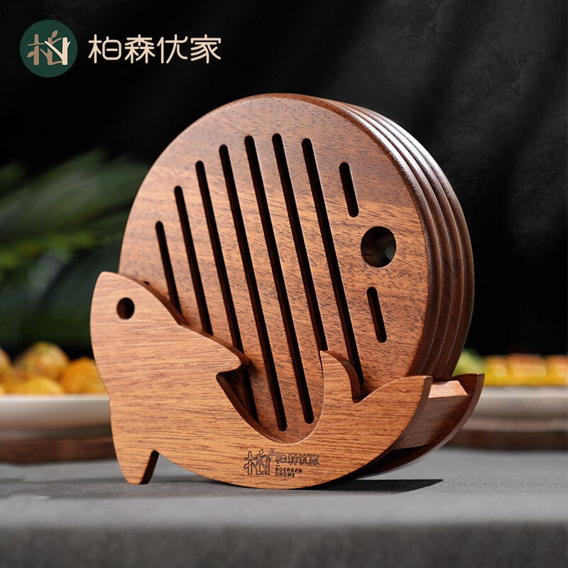 柏森优家黑金檀实木隔热垫特大号餐桌碗碟盘子垫防烫锅垫耐高温餐