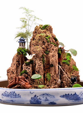 吸水石假山盆景上水石微景观假山石头奇石原石观赏石桌面创意摆件