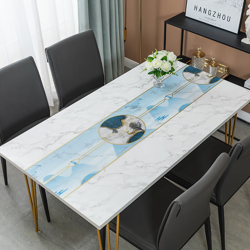 花睡神桌布防水防油防烫免洗餐桌垫长方形北欧风桌垫茶几桌垫理石