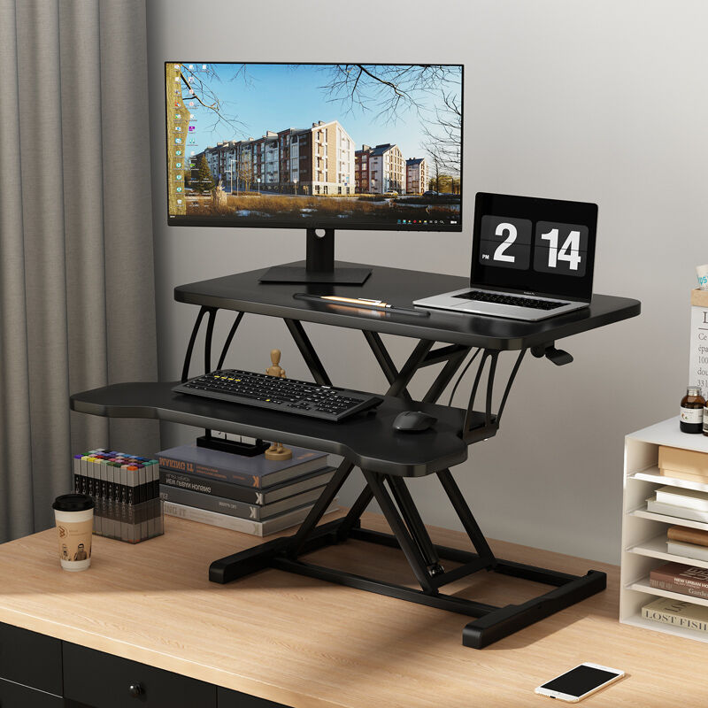 自然元素升降桌站立办公升降台电脑桌办公工作桌台式显示器电脑升