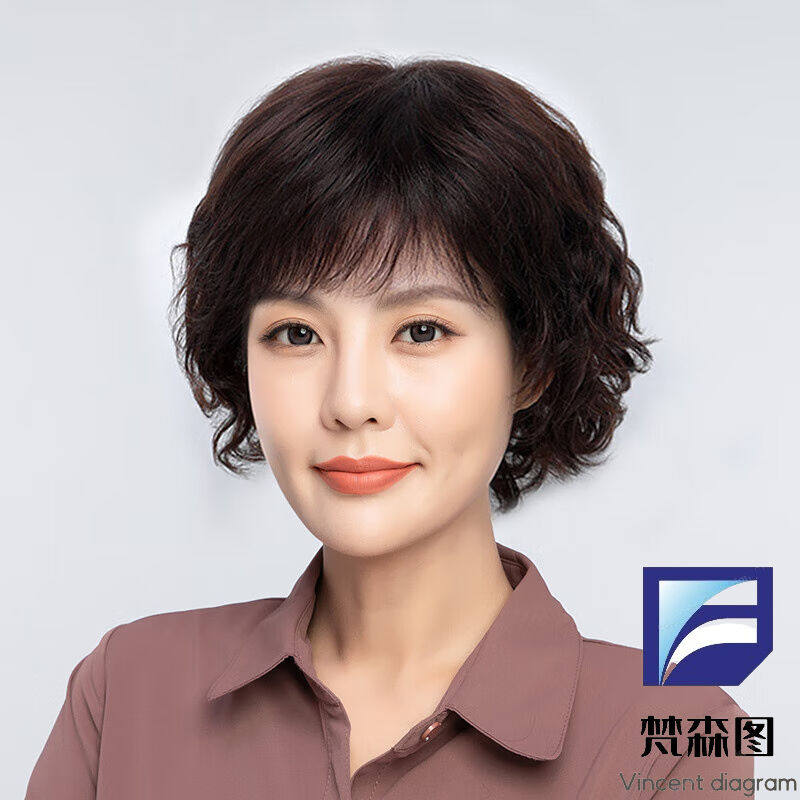 用假发短发女假发真发全真人发短卷发光头假发女士中老年妈妈假发