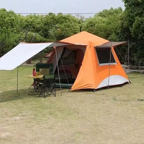 户外露营帐篷一室一厅二合一防雨防晒野营过夜帐篷