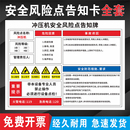 机械设备零部件加工厂车间冲压机风险告知牌冲压机岗位安全风险点告知卡塑料厂模具制造厂安全警告警示标识牌