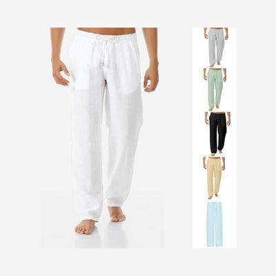 男士薄款休闲棉麻长裤men