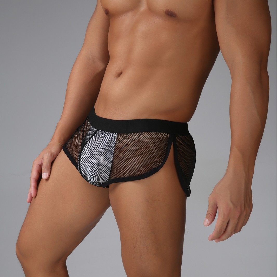 男士性感网孔平角裤开叉透视诱惑U凸囊袋阿罗裤,女士内衣/男士内衣/家居服,男平角内裤,淘宝优惠券,粉丝福利购,淘宝优惠卷