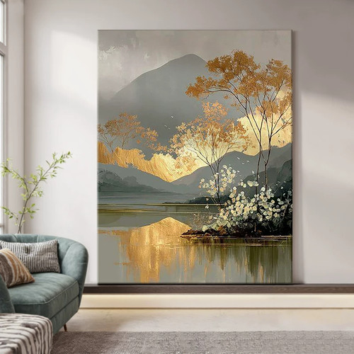 张大千《荷花鸳鸯》客厅书房茶室装饰画挂画玄关水墨高清卷轴字画_虎窝淘