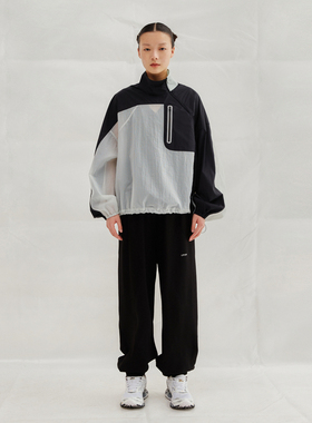 UPON PRO春黑色拼接百搭基础款慢跑宽松运动裤卫裤女