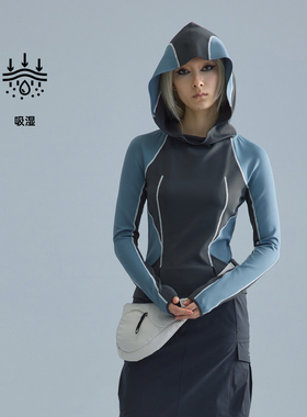 UPON PRO 轻运动系列 秋新品连帽造型修身弹力瑜伽运动上衣