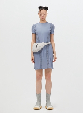 UPON PRO浅蓝色运动风网纱拼接透气紧身显瘦连衣裙