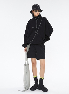 UPON PRO黑色松紧腰基础款百搭休闲运动短裤卫裤女