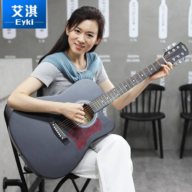 艾淇Eyki38C黑色木吉他民谣吉他38英寸初学者新手入门合板练习吉