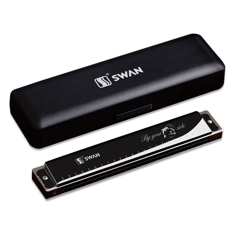 天鹅SWAN口琴24孔标准复音演奏口琴C调（经典黑）【高级定制】