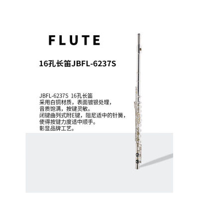 津宝专业长笛白铜镀银16孔加E键长笛JBFL-6237S