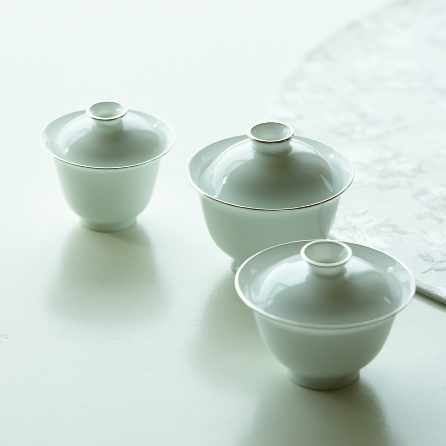 宛玉 纯银包银口薄胎盖碗一人饮小盖碗单枞/岩茶盖碗“包赢”系列