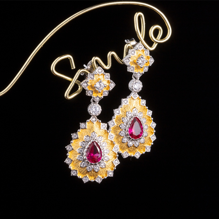 瑞卡希| 【罗娜专属】s925银红刚玉耳饰/多样性发其一