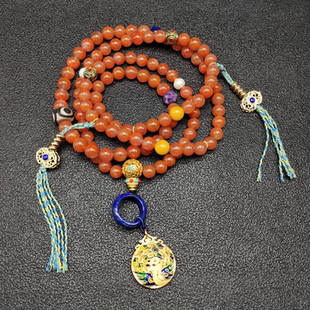 【米儿甄选】南红平安扣流苏念珠（108P）13825/多样性发其一