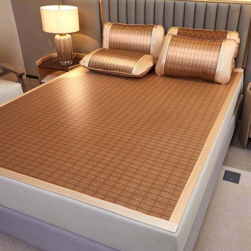 夏季新中式凉席套件学生两用加厚竹席新中式学生冰丝竹席 饰品