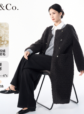 CzCo羊羔毛皮毛一体小个子圆领中长款宽松24冬季新款外套女 6926z