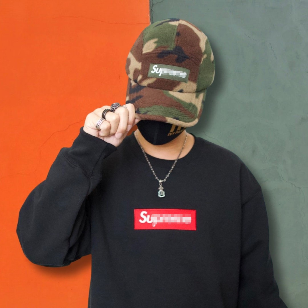 Sup 美式风格 Box Logo Crewneck 经典刺绣加绒男女圆领卫衣外套