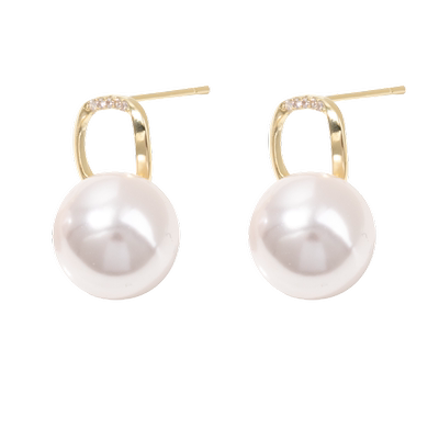 三福复刻钻人造珍珠耳钉一对 复古时尚气质设计感耳饰耳环817728