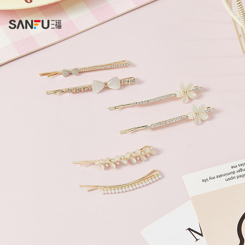 三福光滑花叶结一字夹一对 优雅时尚俏皮发饰配饰发夹853040,饰品/流行首饰/时尚饰品新,发饰,淘宝优惠券,粉丝福利购,淘宝优惠卷