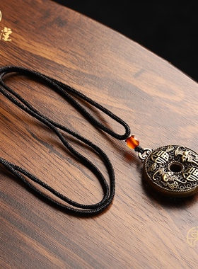 寅亥堂黄铜蝙蝠镂空五福临门创意吉祥物男女戴吊坠汽车钥匙扣挂件