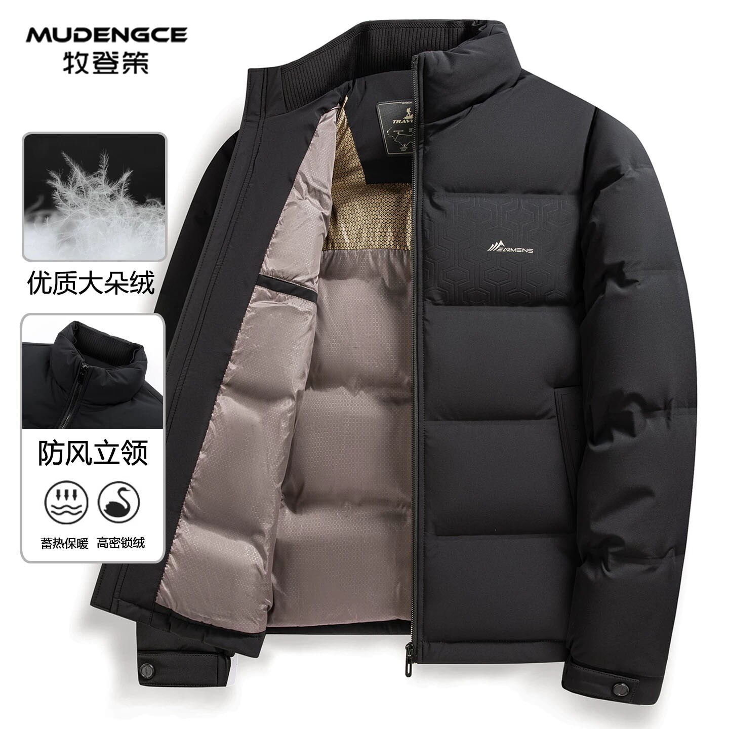 中老年男士立领加厚保暖羽绒服