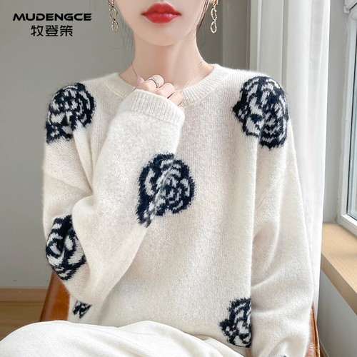 【明星同款】圆领套头羊绒衫女