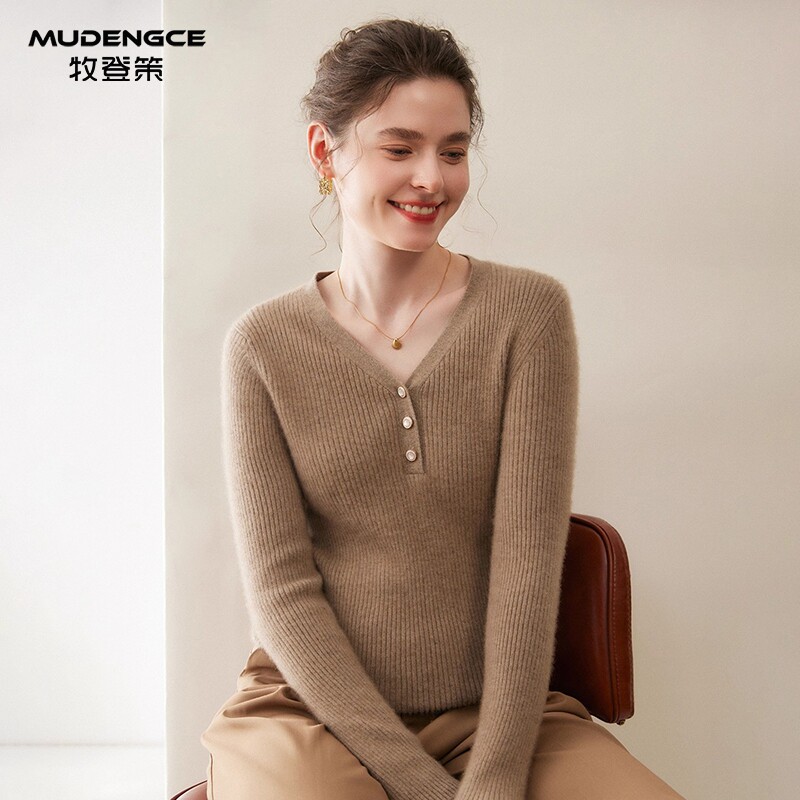 【暖绒内衬】鄂尔多斯市羊绒衫女纯色长袖上衣修身显瘦舒适打底衫,女装/女士精品,羊绒衫,淘宝优惠券,粉丝福利购,淘宝优惠卷