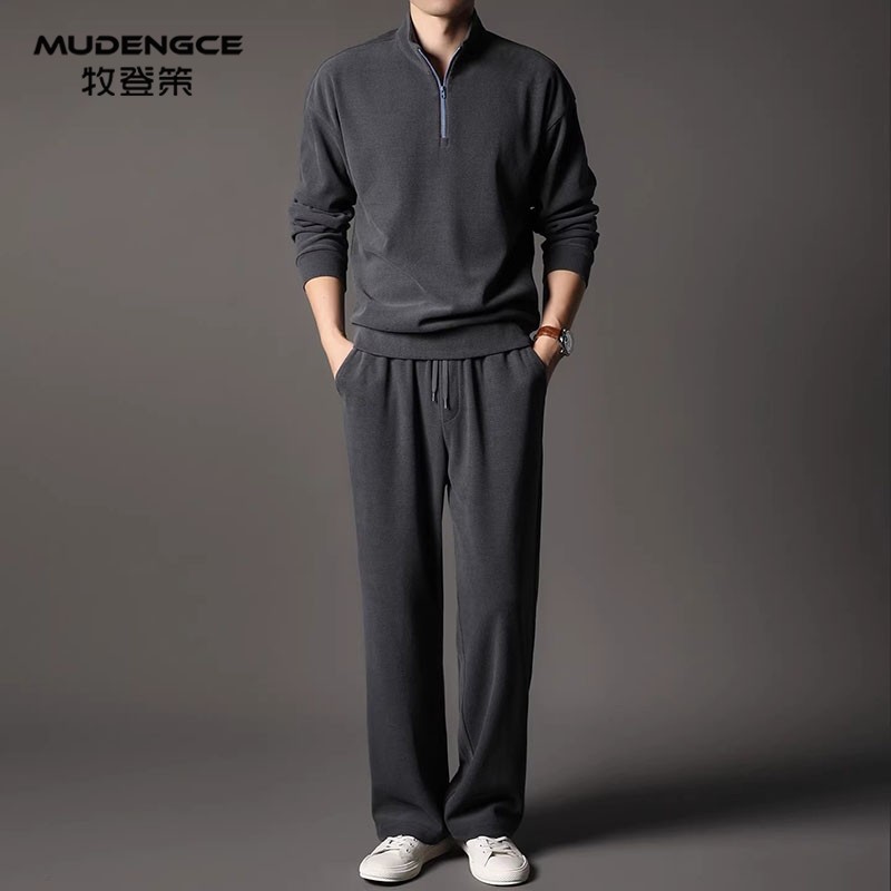 【龙马精神】春秋休闲运动套装男士半拉链立领卫衣长袖宽松两件套,男装,休闲运动套装,淘宝优惠券,粉丝福利购,淘宝优惠卷