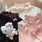 木耳边秋冬季 磨毛发热保暖德绒打底衫 女设计感加厚半高领内搭上衣