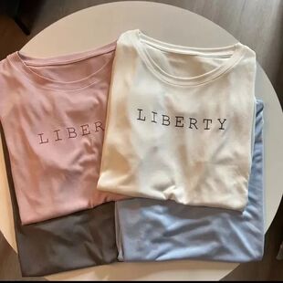 超手感莫代尔夏季新款垂软弹滑凉快字母印花圆领短袖T恤上衣女装