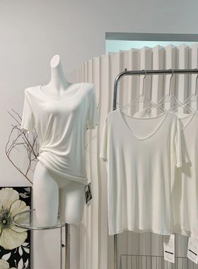 LA我的心头好!裸睡质感上身无束缚家居服莫代尔T恤女